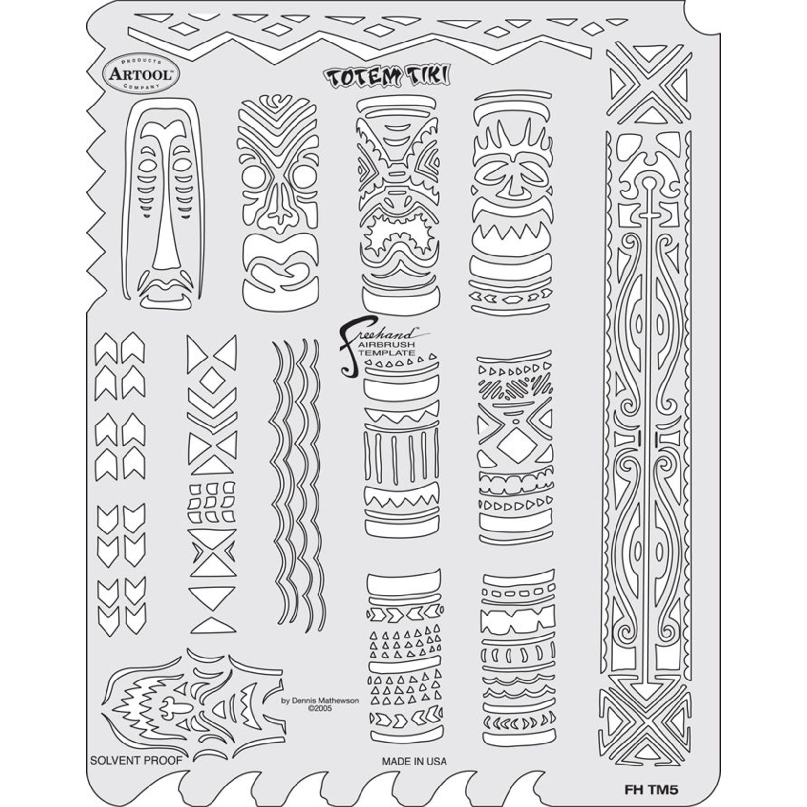 ARTOOLPRODUCTS ARTOOL FREEHAND AIRBRUSH TEMPLATE TM5 TOTEM TIKI