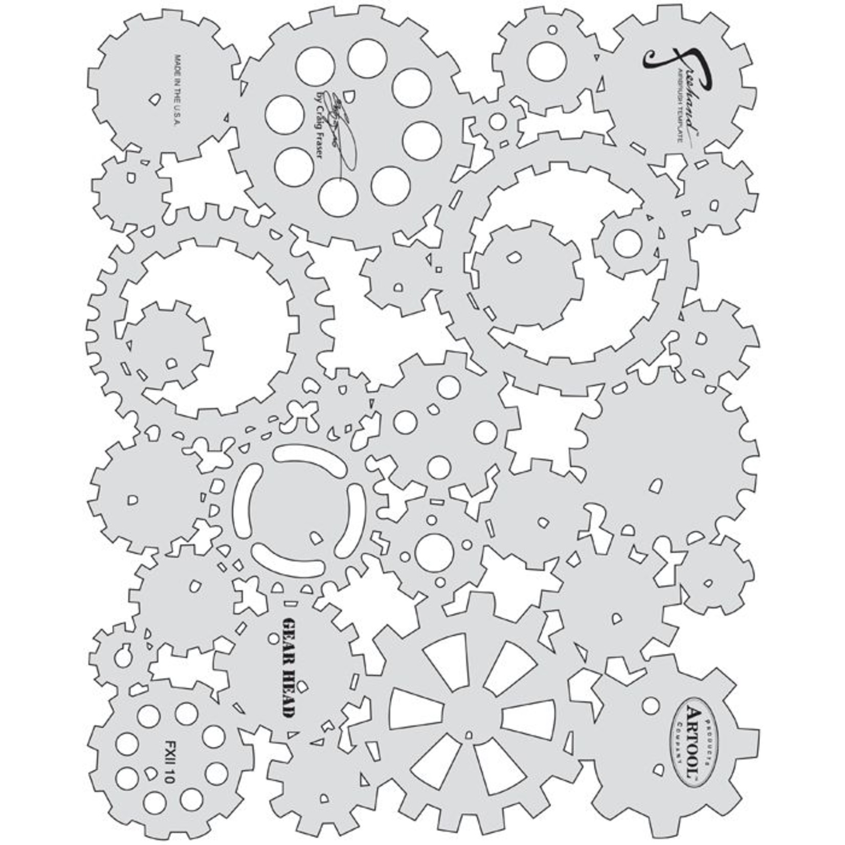 ARTOOLPRODUCTS ARTOOL FREEHAND AIRBRUSH TEMPLATE FXII10 GEAR HEAD