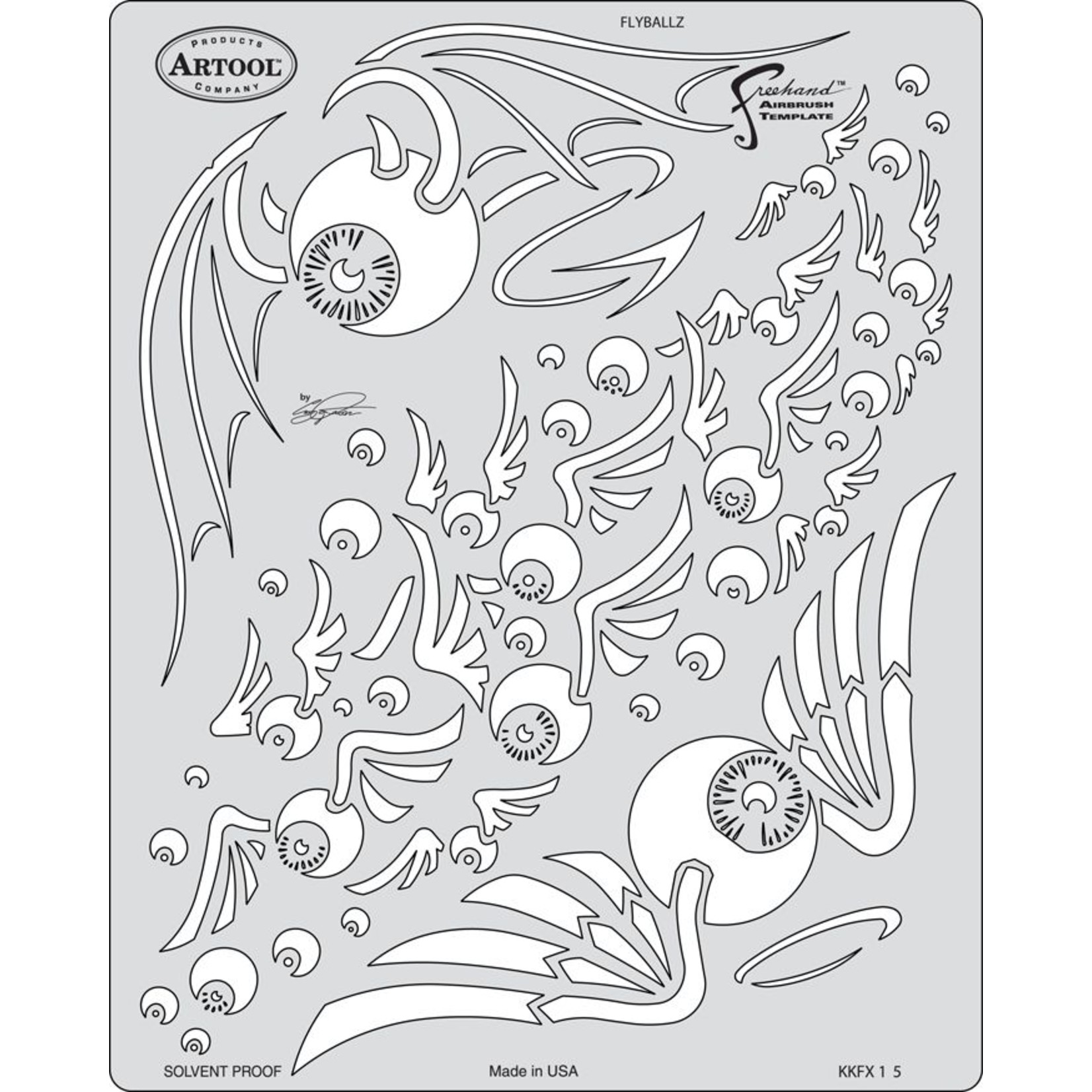 ARTOOLPRODUCTS ARTOOL FREEHAND AIRBRUSH TEMPLATE KKFX15 FLY BALLZ