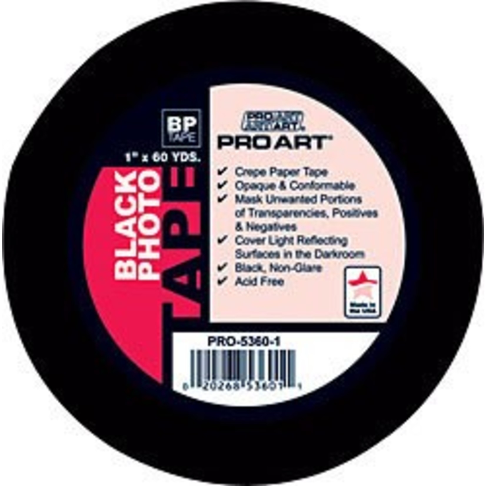 PRO ART BLACK TAPE ACID FREE  1" X 60 YDS