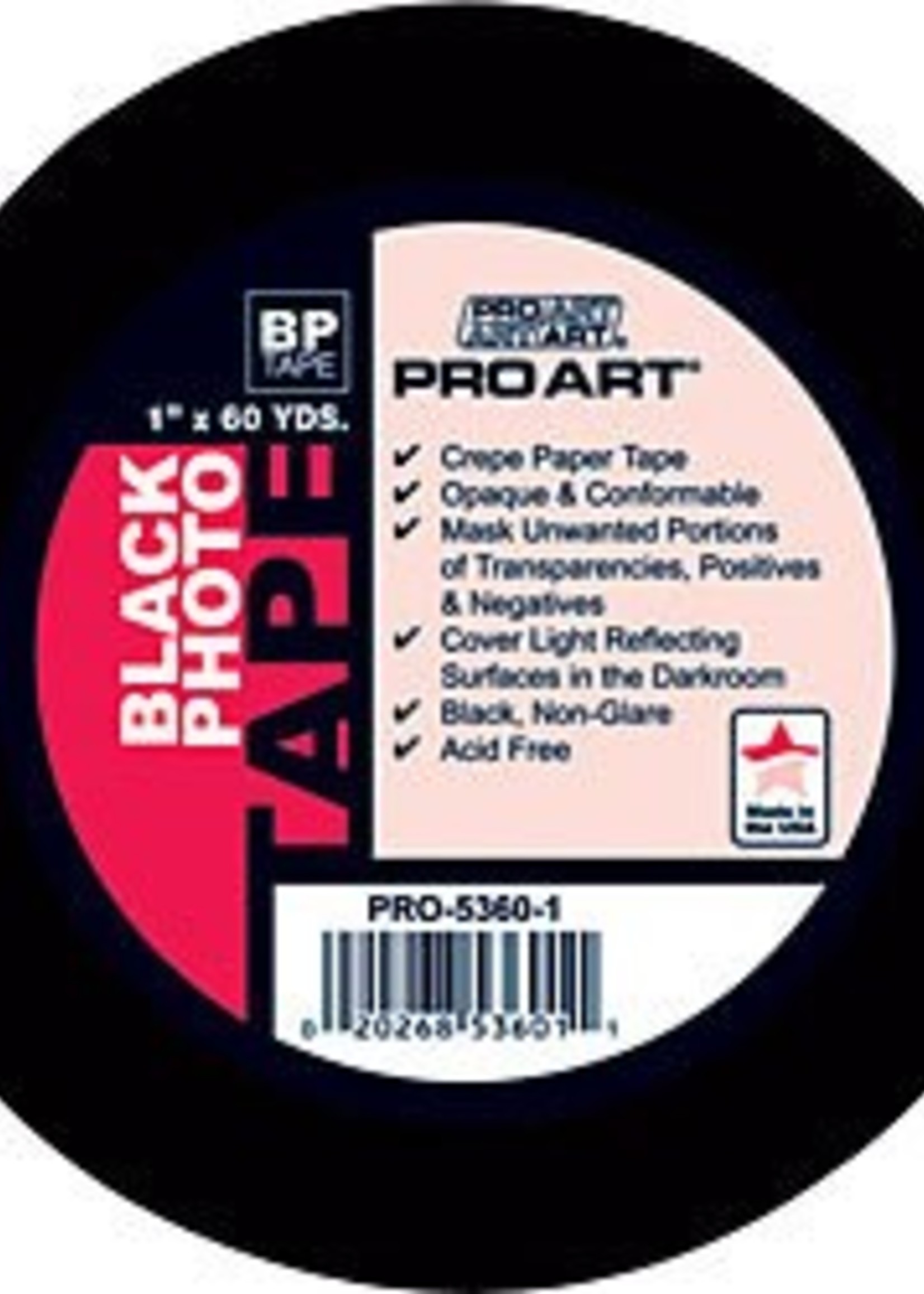 PRO ART BLACK TAPE ACID FREE  1" X 60 YDS