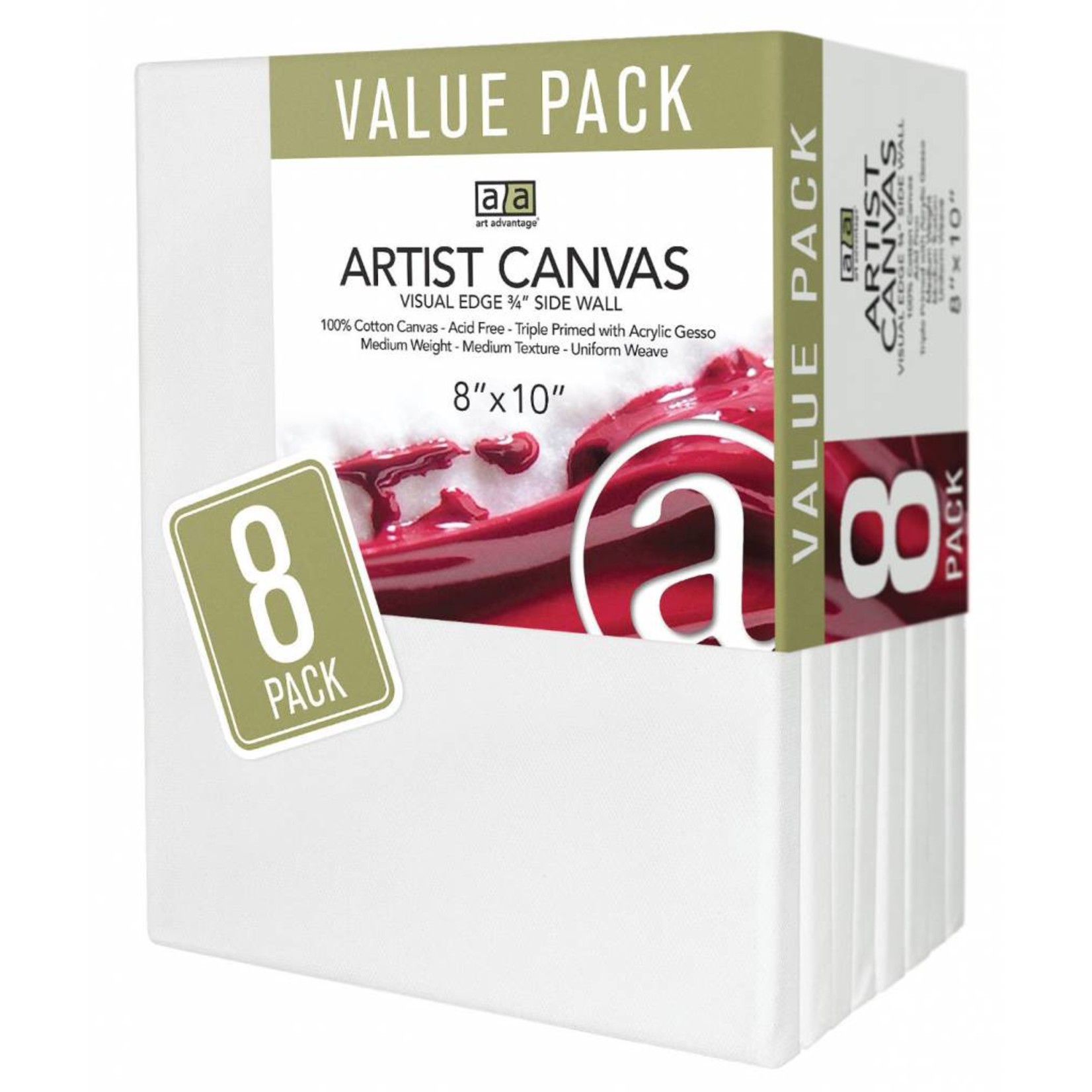 ART ADVANTAGE ART ADVANTAGE STRETCHED CANVAS BULK 8X10 8/PK - Colours  Artist Supplies