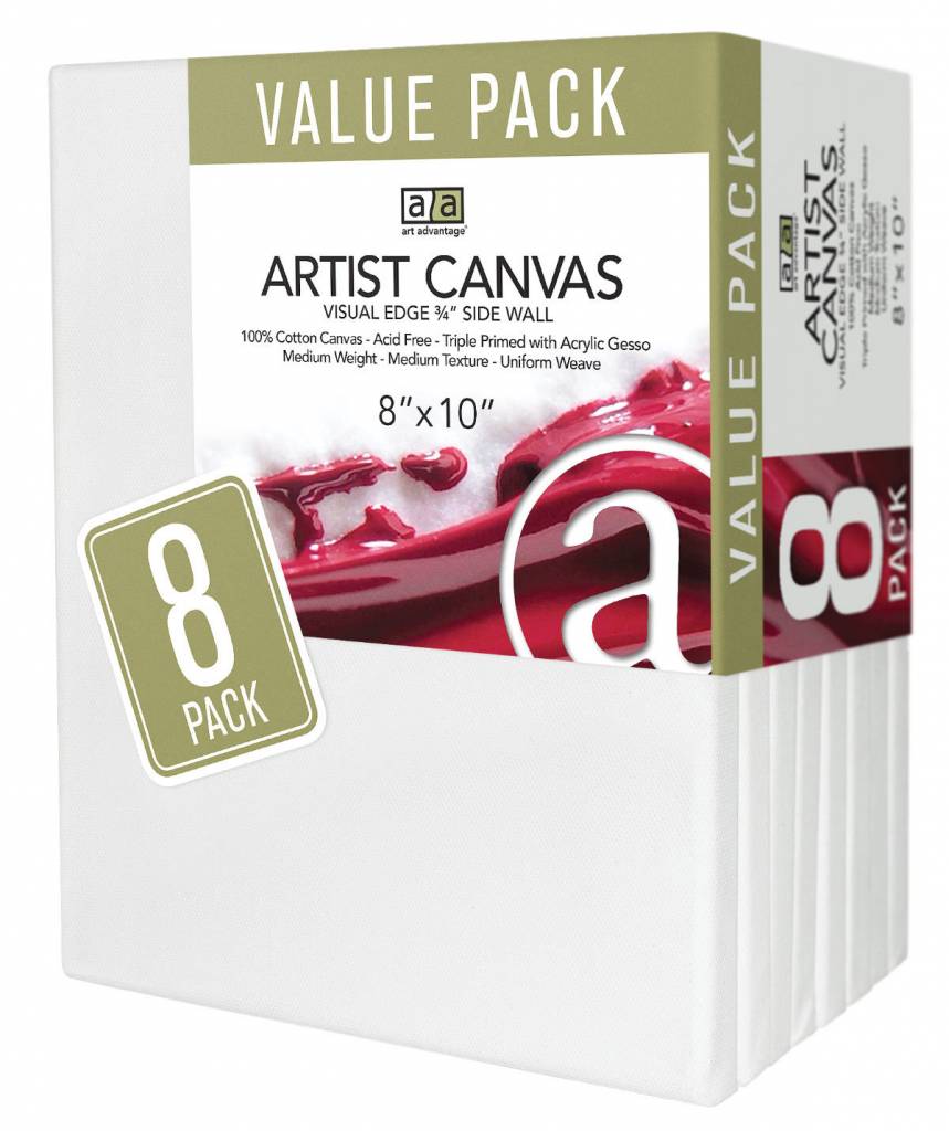 ART ADVANTAGE ART ADVANTAGE STRETCHED CANVAS BULK 8X10 8/PK - Colours  Artist Supplies