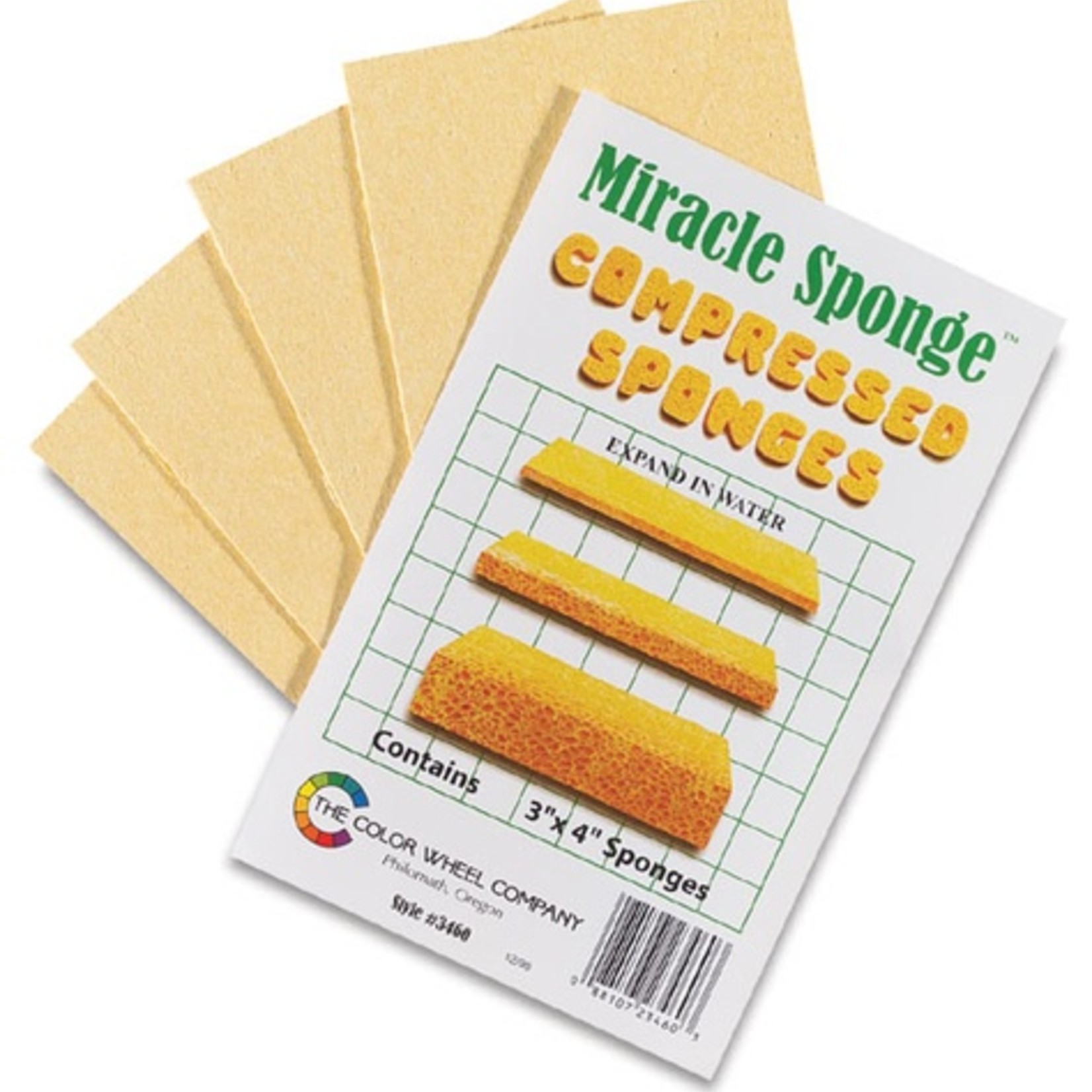COLOR WHEEL COMPANY MIRACLE SPONGES COMPRESSED SPONGES 3X4 INCH 4/PK   3460