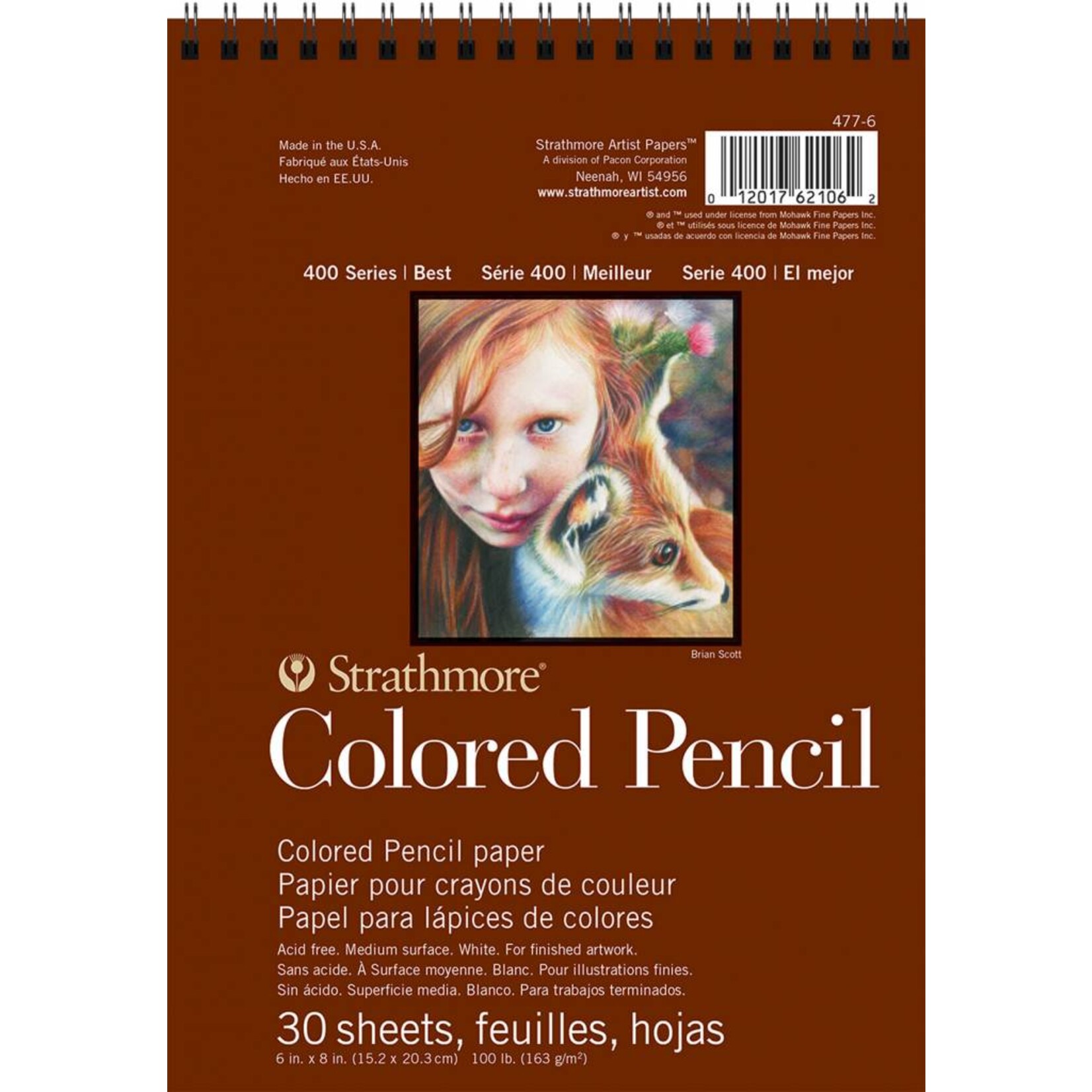 STRATHMORE STRATHMORE COLORED PENCIL PAD WIRE BOUND 6X8