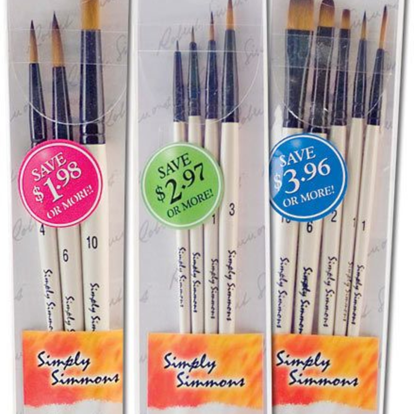 DALER ROWNEY SIMPLY SIMMONS VALUE BRUSH SET/4 LONG HANDLE SYNTHETIC