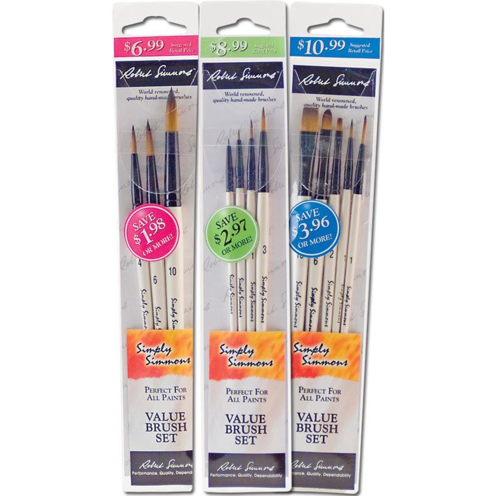 DALER ROWNEY SIMPLY SIMMONS VALUE BRUSH SET/4 LONG HANDLE SYNTHETIC