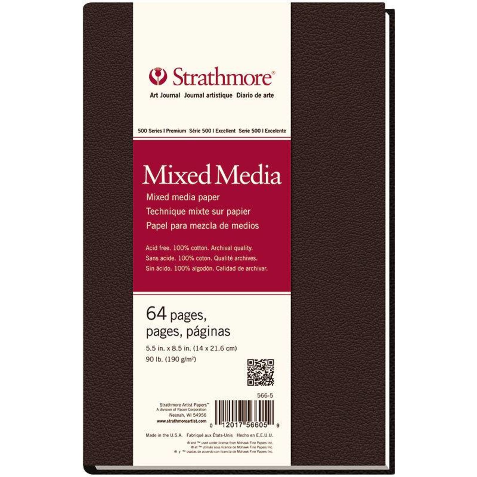 STRATHMORE STRATHMORE ART JOURNAL MIXED MEDIA HARDBOUND 5.5X8.5  90LB    STR-566-5