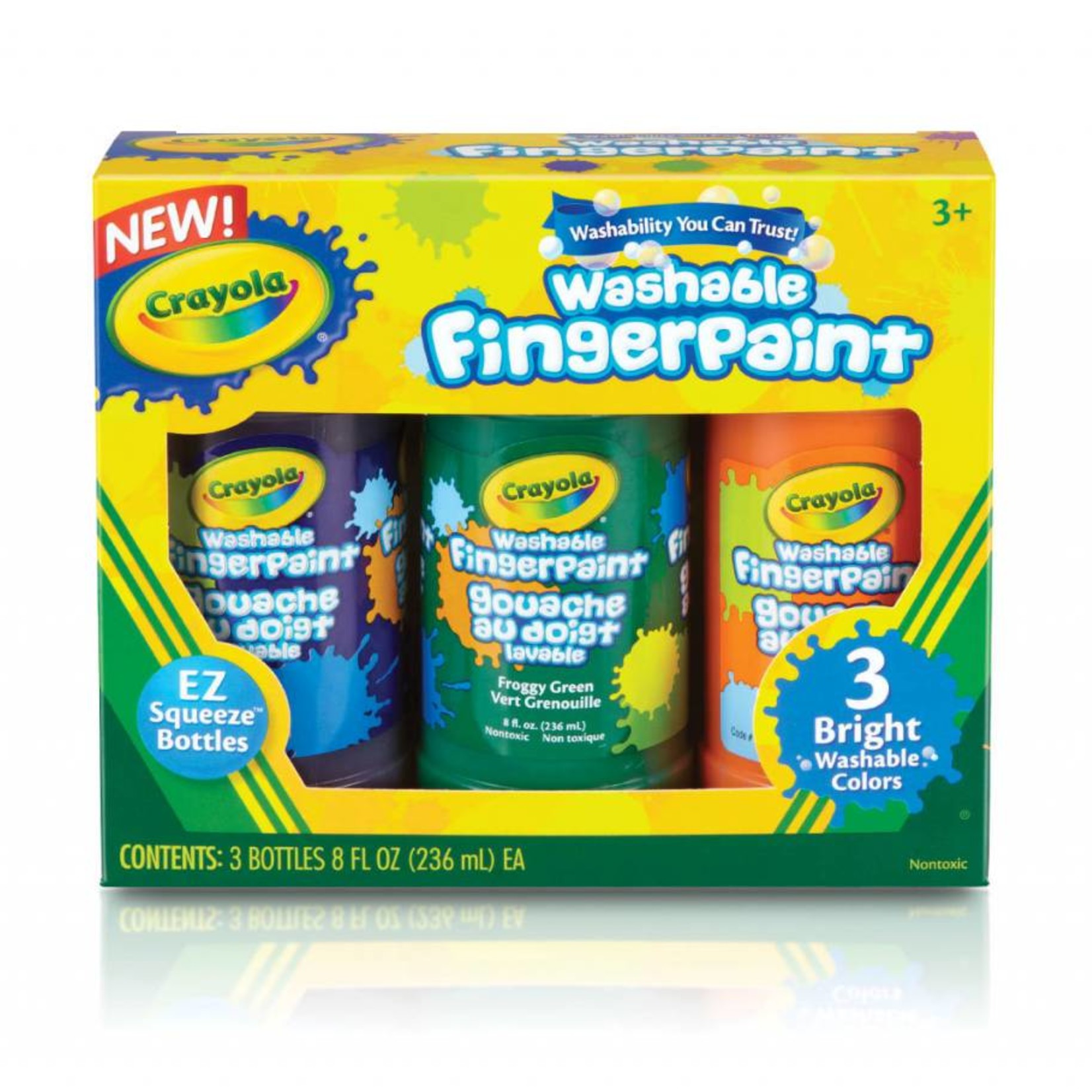 CRAYOLA CRAYOLA WASHABLE FINGERPAINT SET/3 8OZ JARS BRIGHT COLOURS