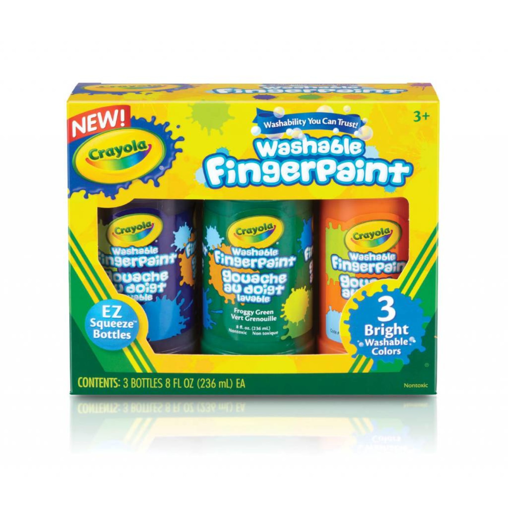 CRAYOLA CRAYOLA WASHABLE FINGERPAINT SET/3 8OZ JARS BRIGHT COLOURS