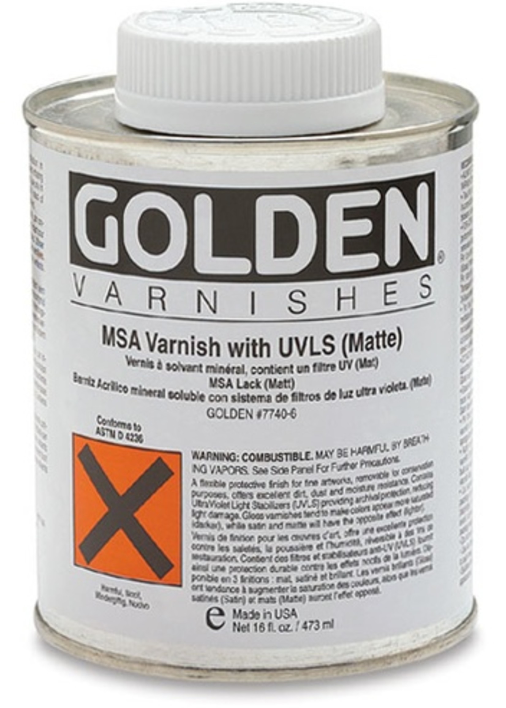 GOLDEN GOLDEN MSA VARNISH W/ UVLS SATIN 8OZ Colours Artist Supplies
