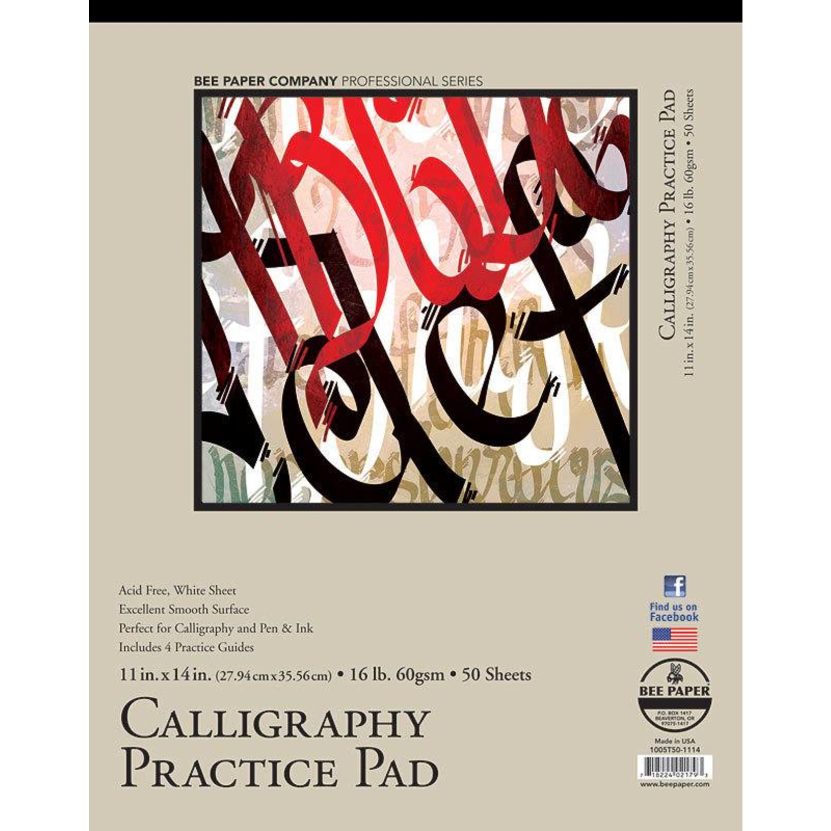 BEE PAPER BEE PAPER CALLIGRAPHY PRACTICE PAD 11X14 WHITE  50SHT