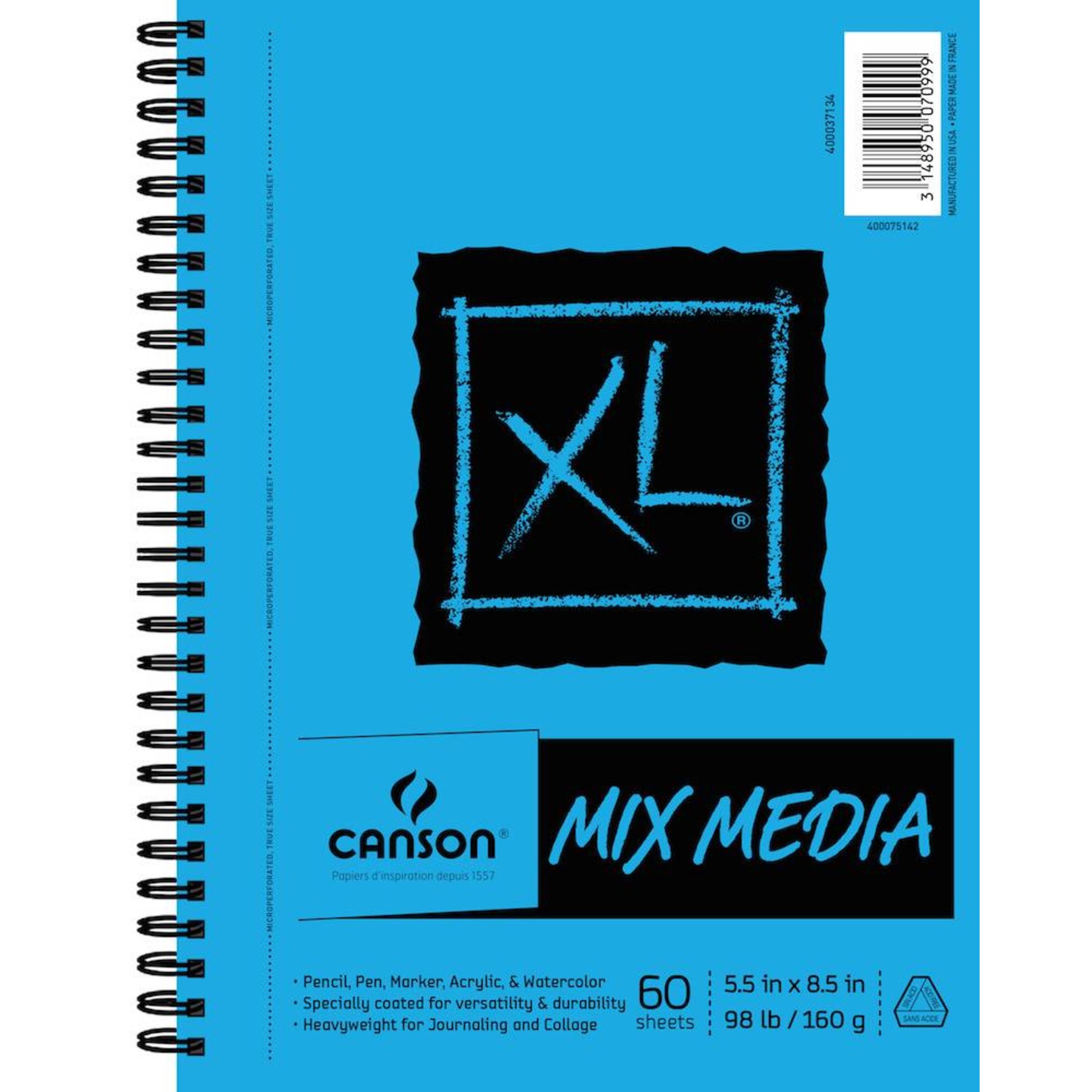 CANSON CANSON XL MIX MEDIA PAD 98LB SIDE COIL  60/SHT