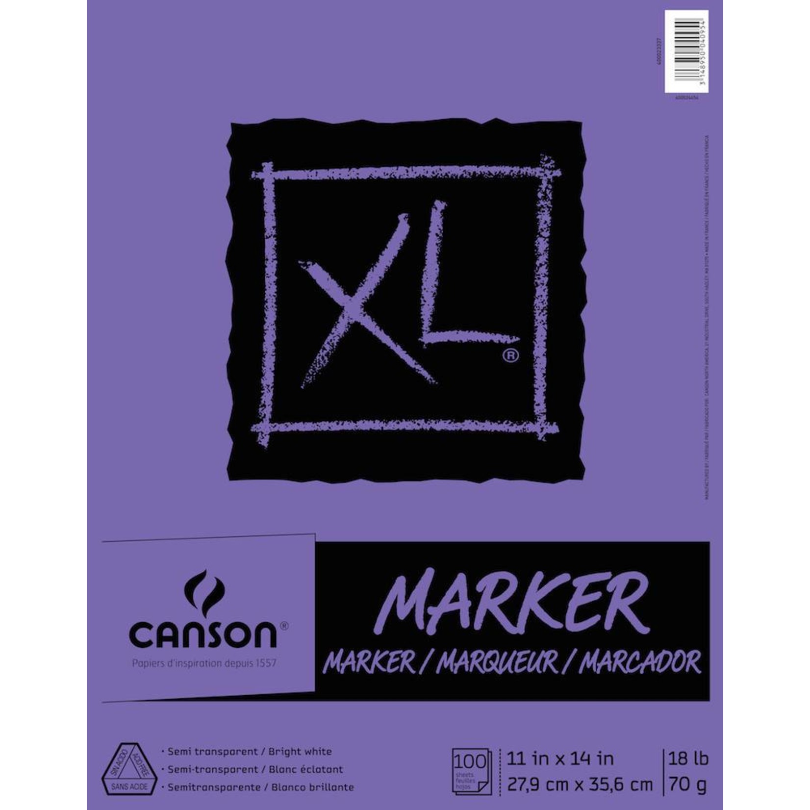 CANSON CANSON XL MARKER PAD 18LB TAPE BOUND  100/SHT