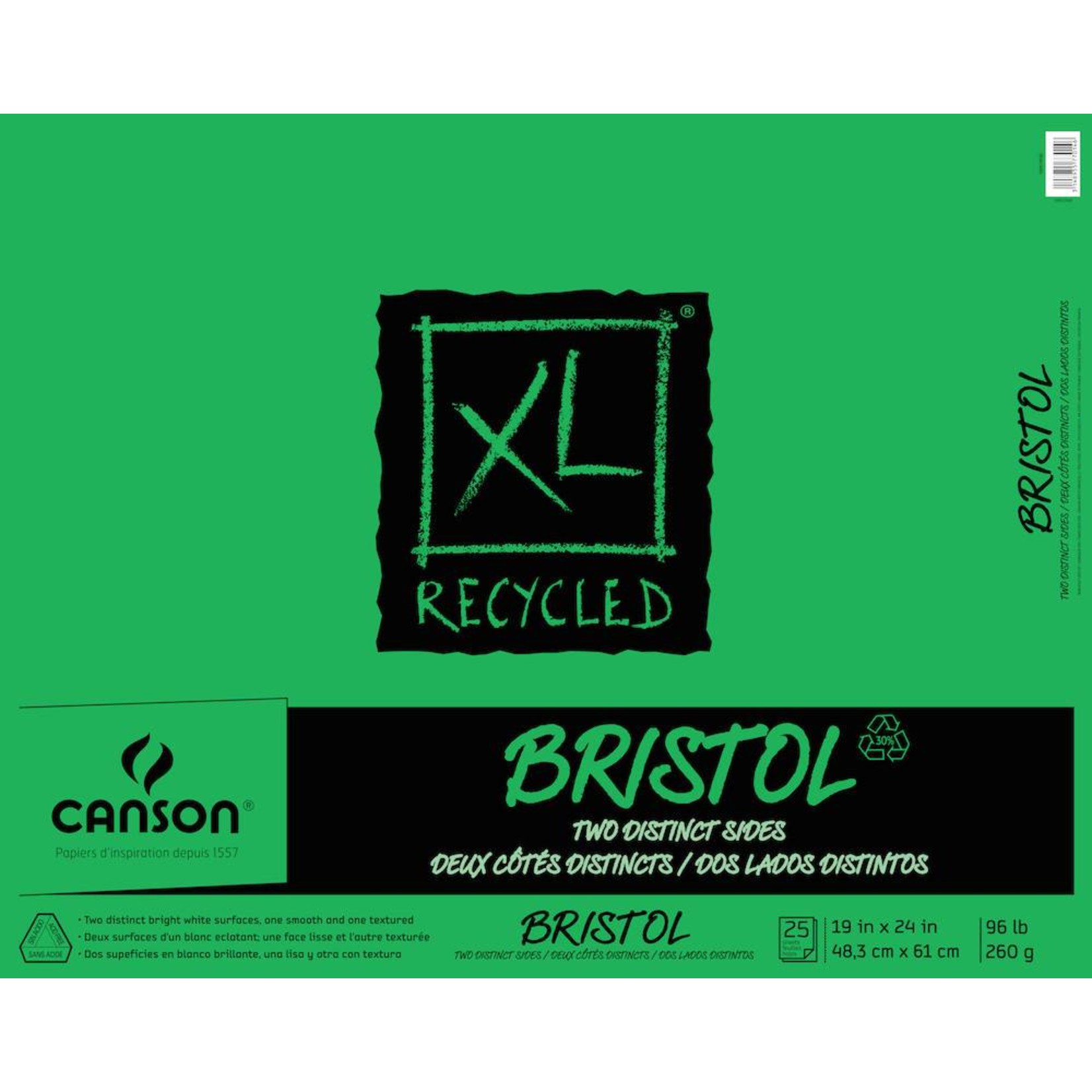 CANSON CANSON XL RECYCLED BRISTOL 96LB TAPE BOUND  25/SHT
