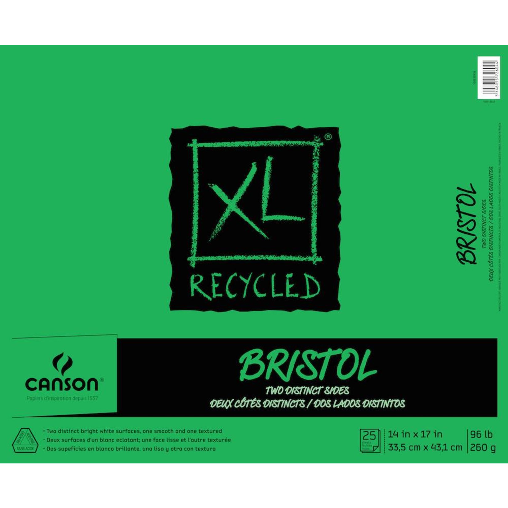 CANSON CANSON XL RECYCLED BRISTOL 96LB TAPE BOUND  25/SHT