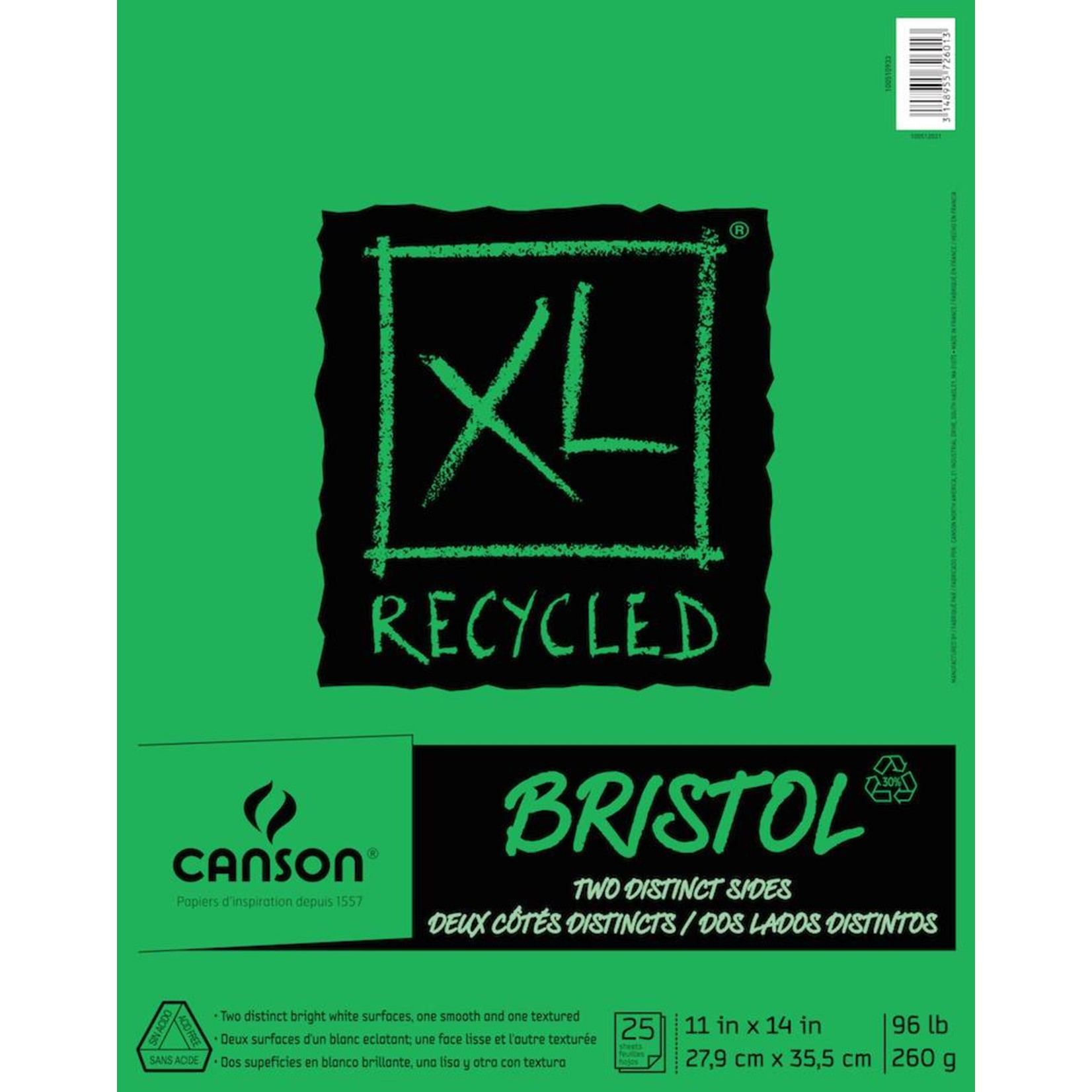 CANSON CANSON XL RECYCLED BRISTOL 96LB TAPE BOUND  25/SHT