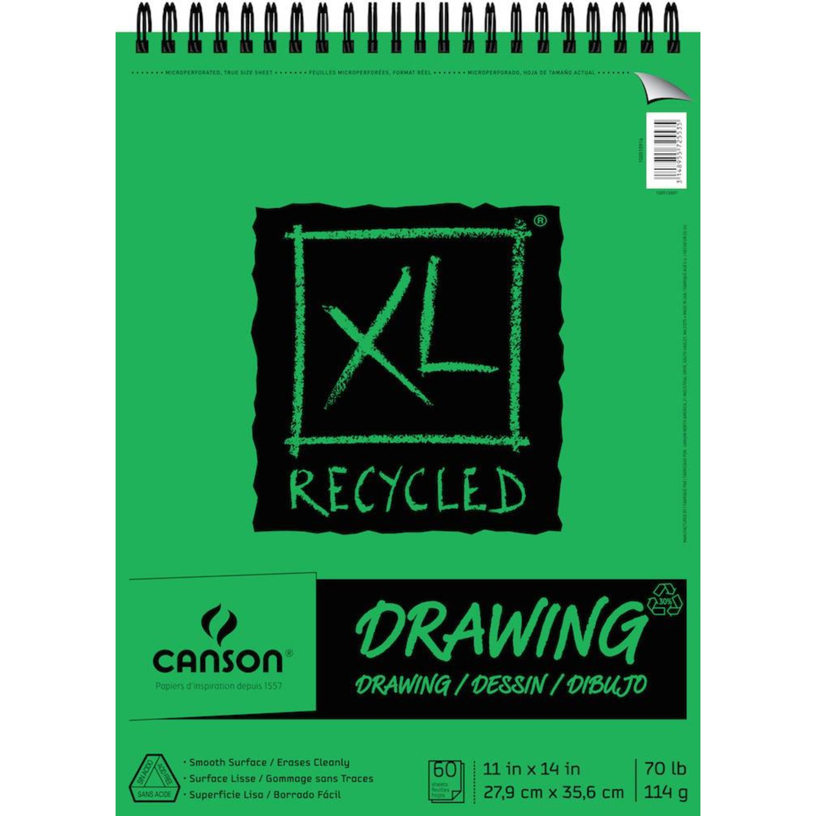 CANSON CANSON XL RECYCLED DRAWING 70LB TOP COIL  60/SHT