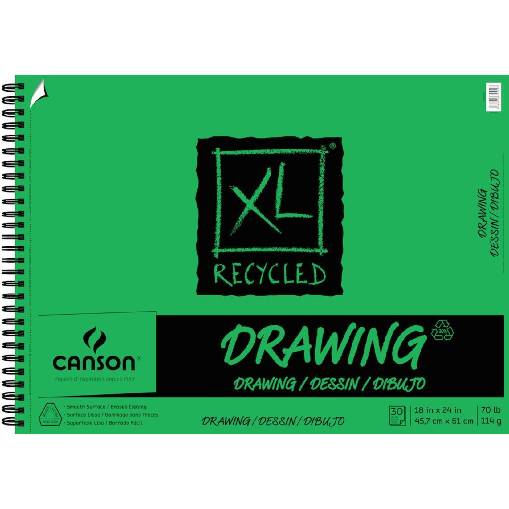 CANSON CANSON XL RECYCLED DRAWING 70LB TOP COIL  60/SHT