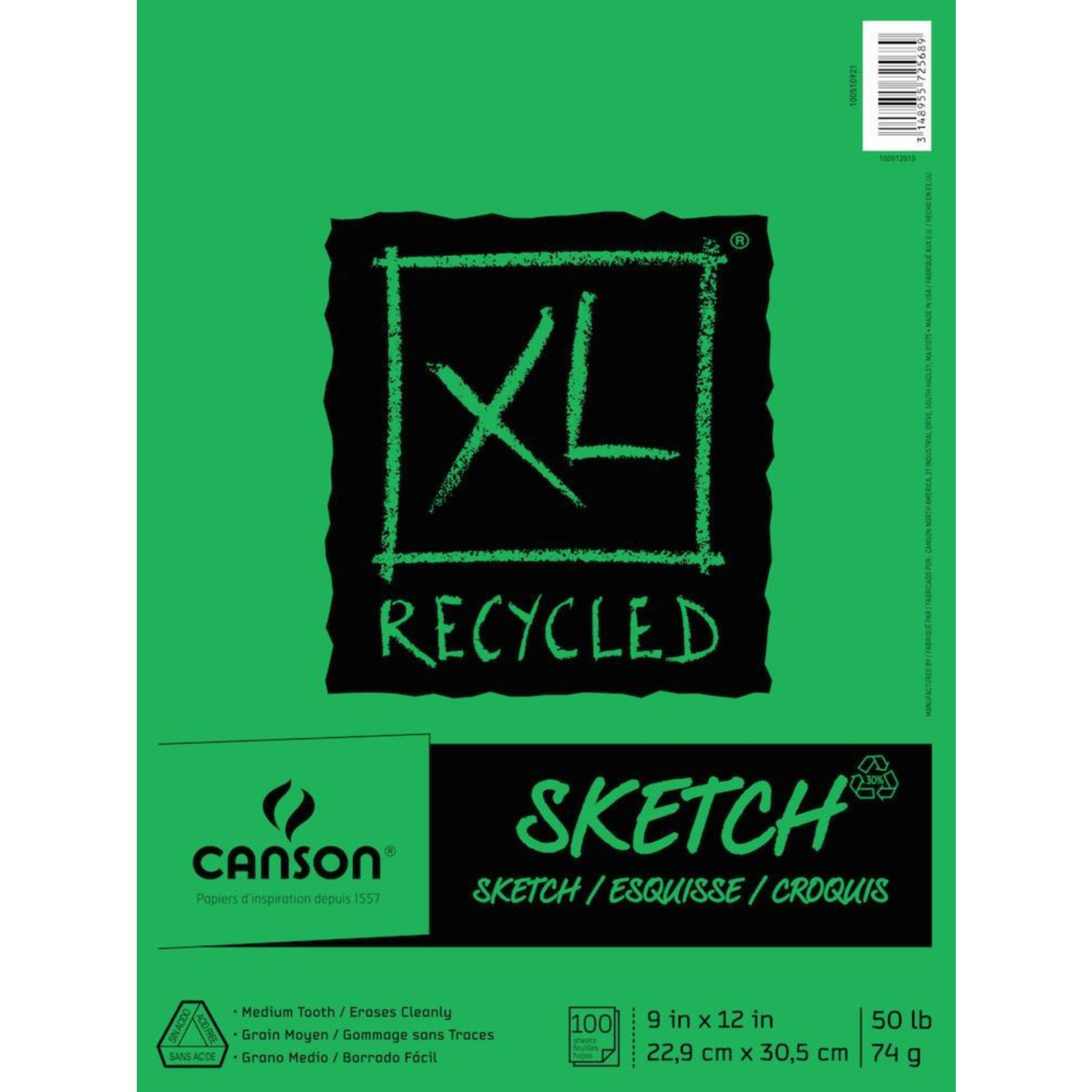 CANSON CANSON XL RECYCLED SKETCH PAD 50LB TAPE BOUND