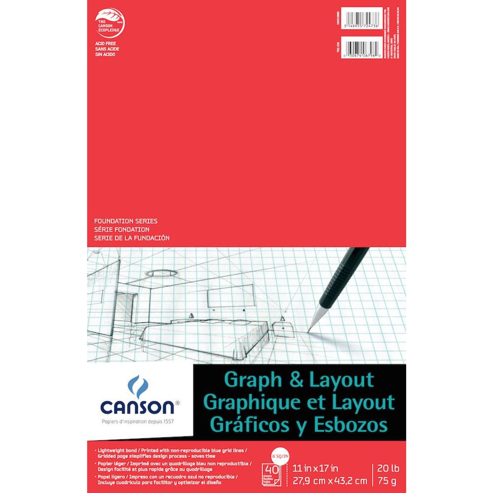 CANSON CANSON FOUNDATION GRAPH AND LAYOUT PAD 20lb