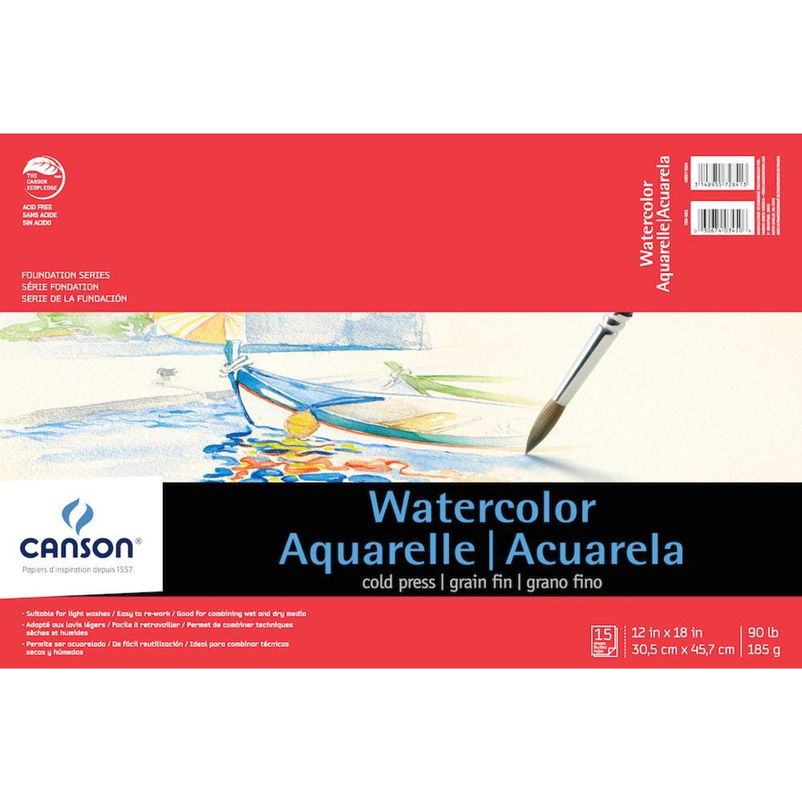 CANSON CANSON FOUNDATION WATERCOLOUR PAD 90LB