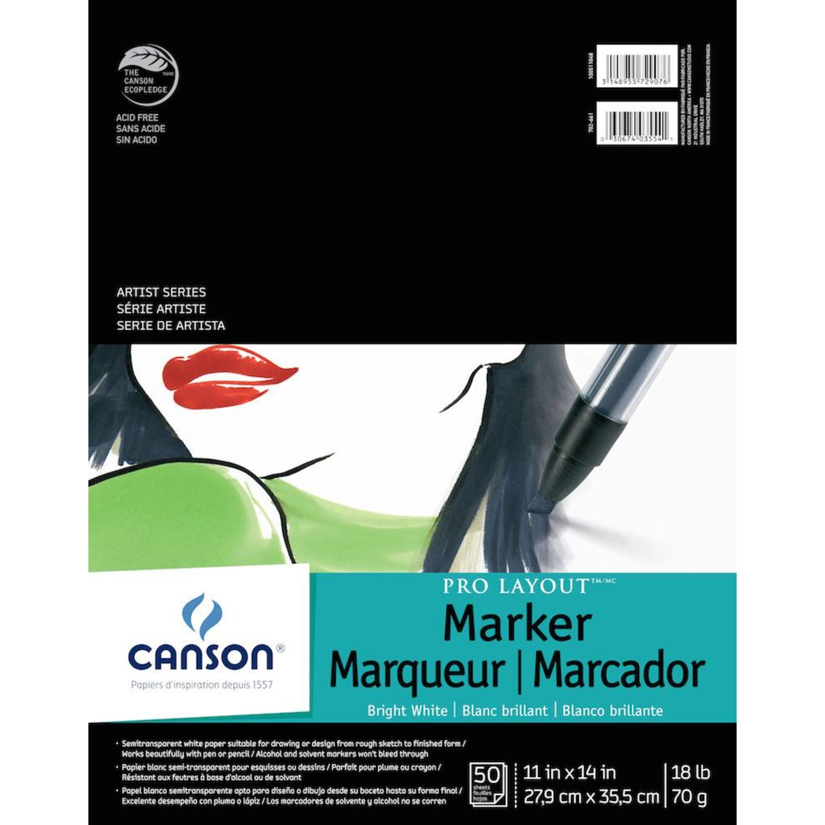 CANSON CANSON ARTIST SERIES PRO LAYOUT MARKER PAD 18lb
