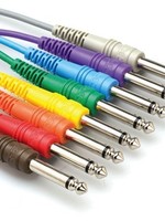 Hosa Patch Cables, 1/4”, Mono (Unbalanced), Multicolor, 12”, 8pk