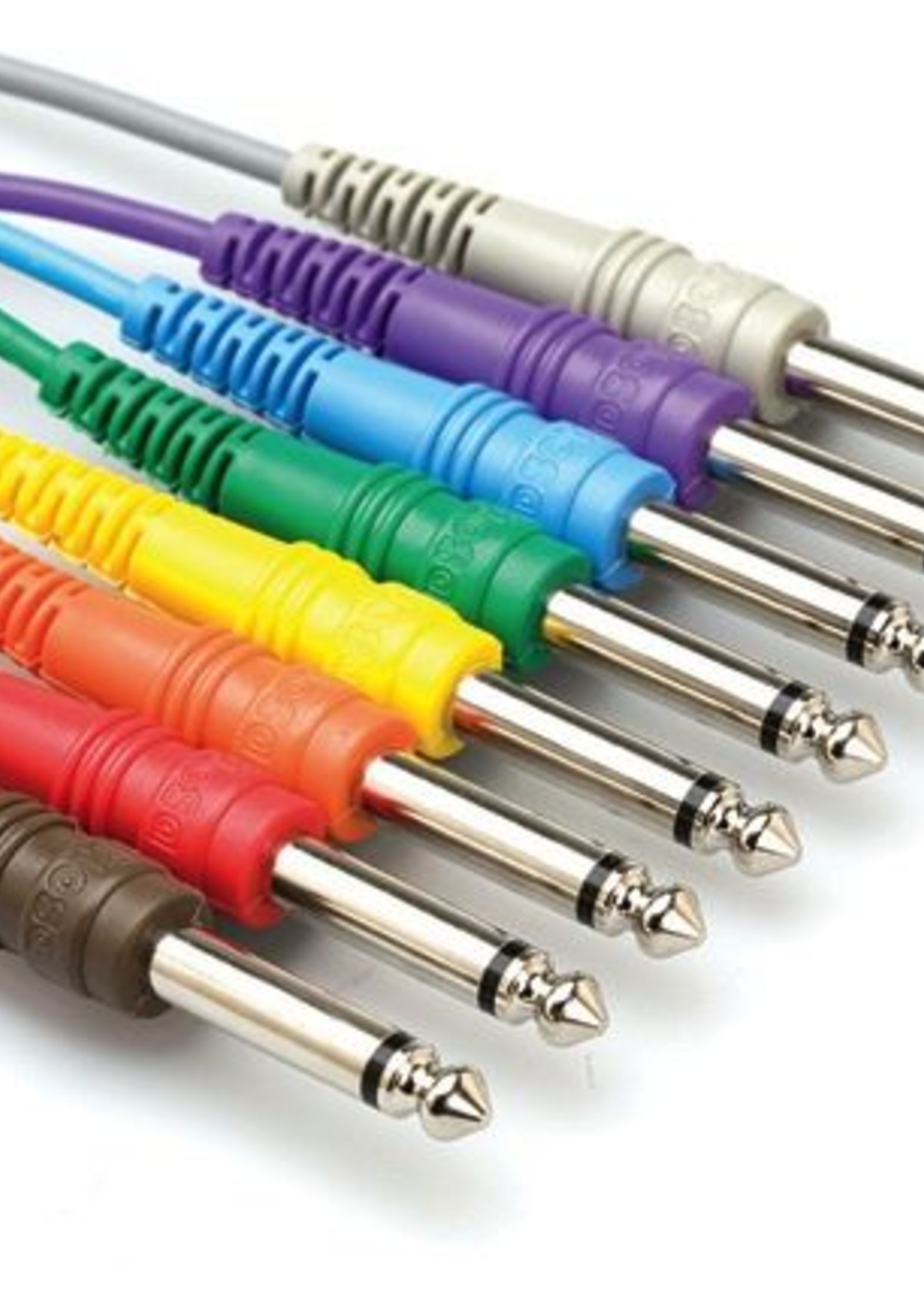 Hosa Patch Cables, 1/4”, Mono (Unbalanced), Multicolor, 12”, 8pk