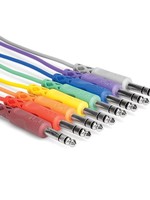 Hosa Patch Cables, 1/4”, Stereo (Balanced), Multicolor, 12", 8pk