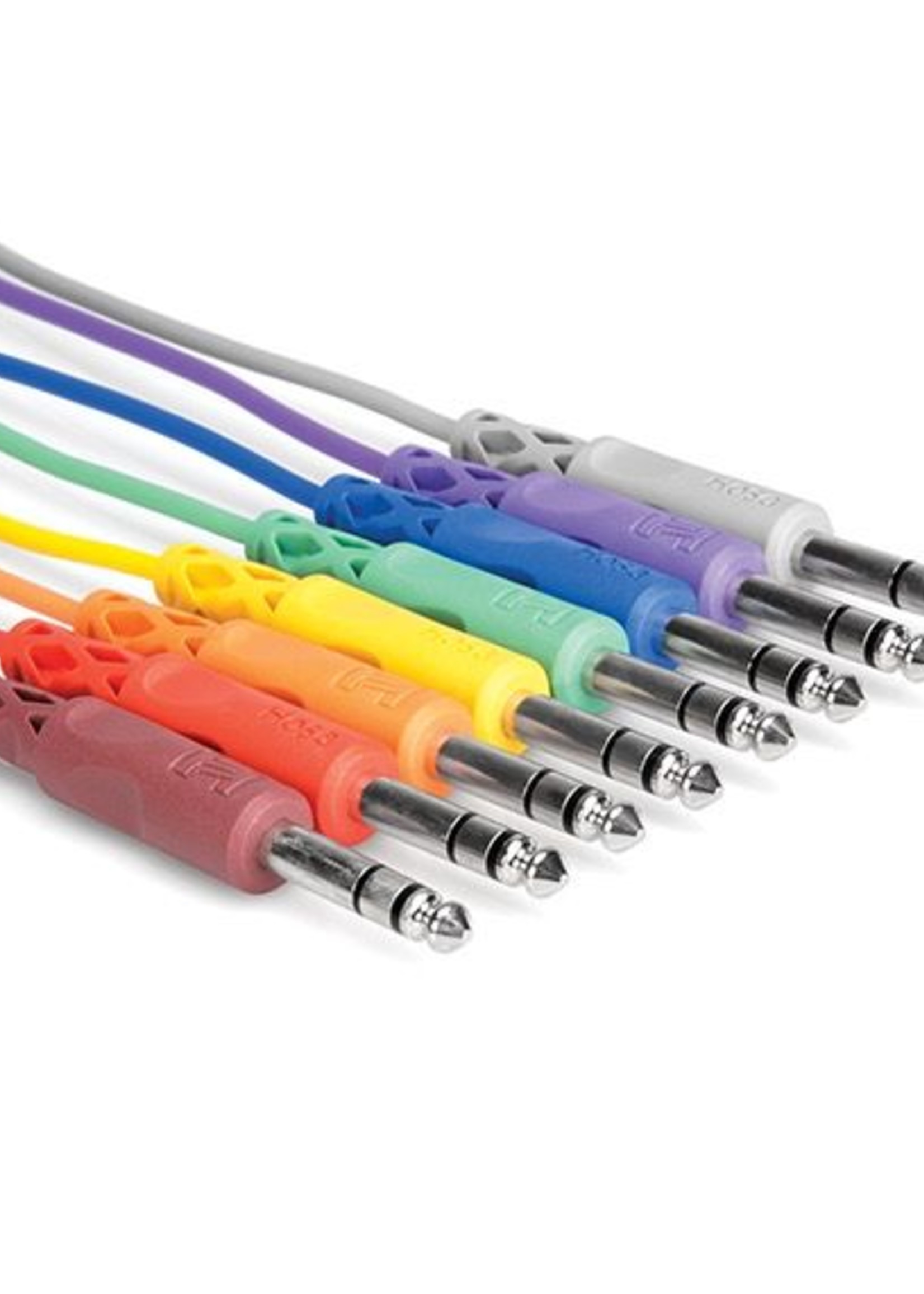 Hosa Patch Cables, 1/4”, Stereo (Balanced), Multicolor, 12", 8pk