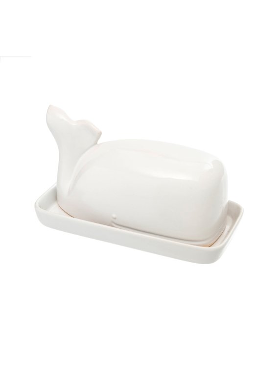 Indaba Trading Inc Wild Whale Butter Dish-White