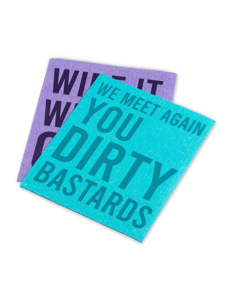 Abbott Funny Text Dishcloths.Set of 2.We Meet Again