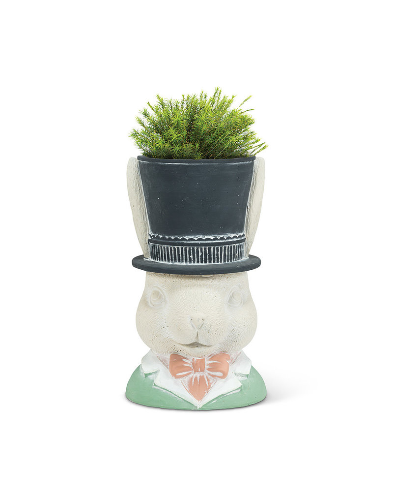 Abbott Abbott-Rabbit With Top Hat-Planter-9"H