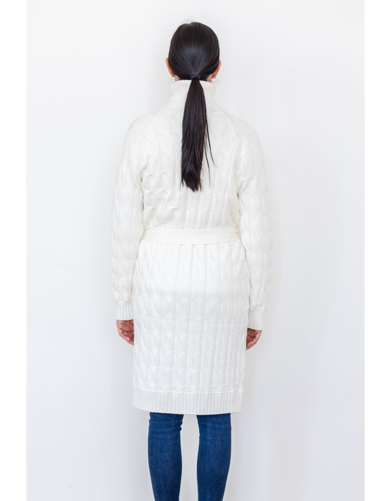 NADO Open Front Belted Cardigan-Ivory