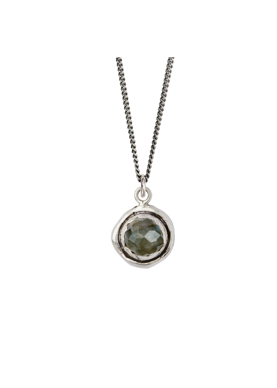 Pyrrha Pyrrha-Faceted Stone Necklace-LG-Labradorite