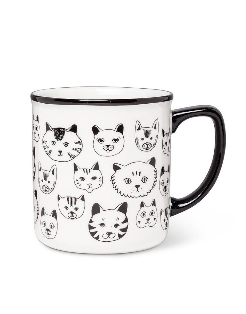 Abbott Simple Cat Faces Mug-4"H-14oz