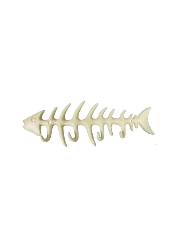 North American Country Home Small Fishbone Hook -White