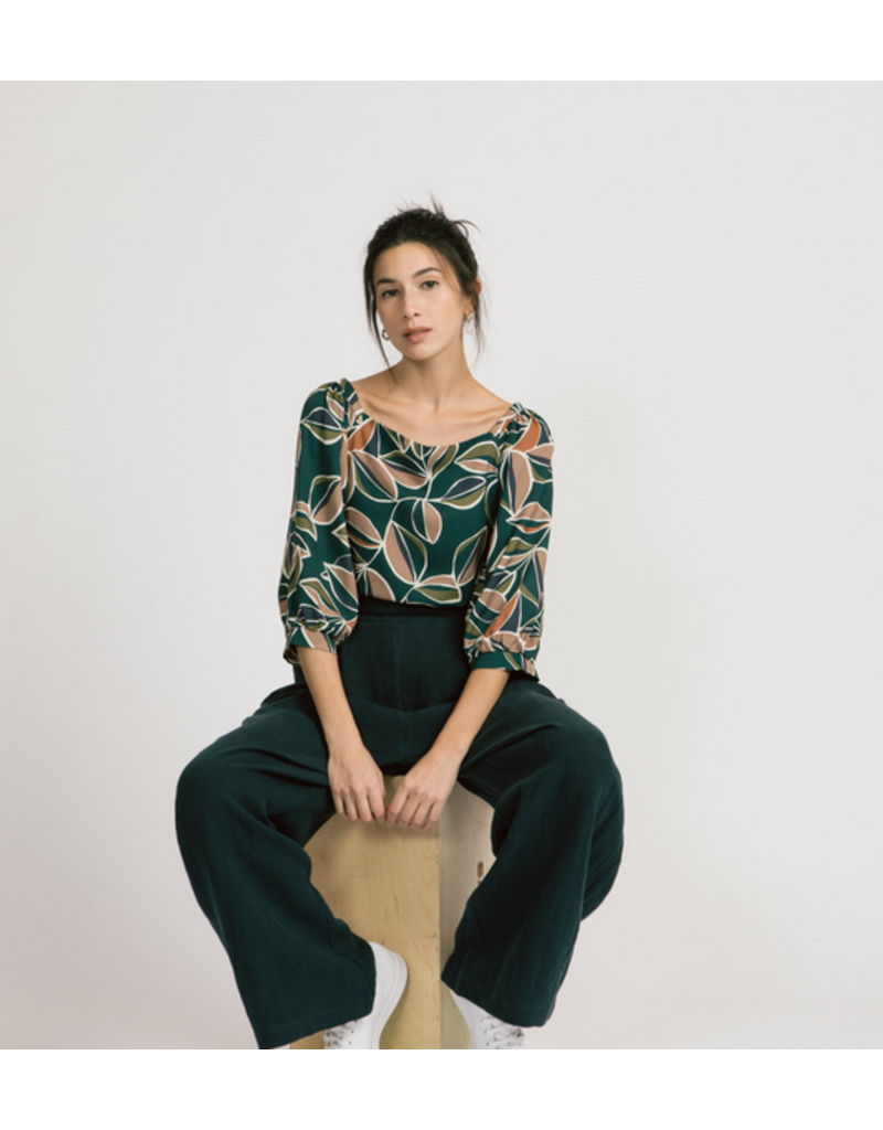 Theda Blouse-Colourful Leaf