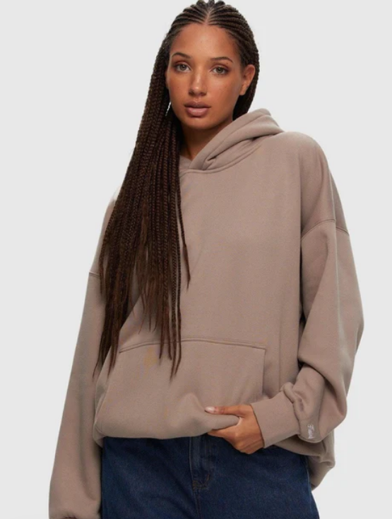Oversized Boyfriend Hoodie-Taupe - Twisted Sisters Boutik Inc.