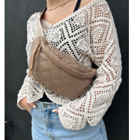Only Accessories Quilted Fanny Pack W/Guitar Strap-Beige