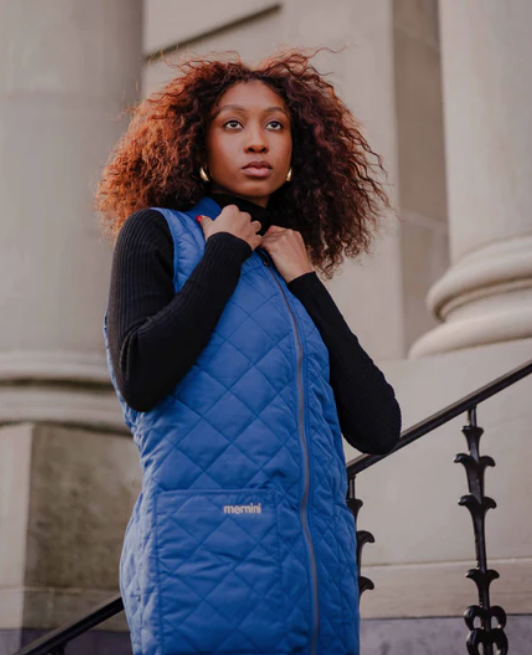 Mernini-Long Liner Vest-Peony Blue - Twisted Sisters Boutik Inc.