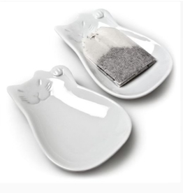 Abbott Cat Teabag Plate-Wht-4.5"