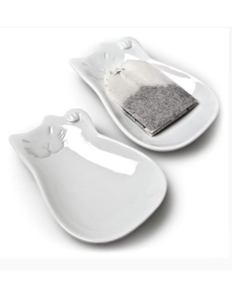 Abbott Cat Teabag Plate-Wht-4.5"