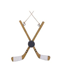Abbott Crossed Hockey Stick & Puck Ornament