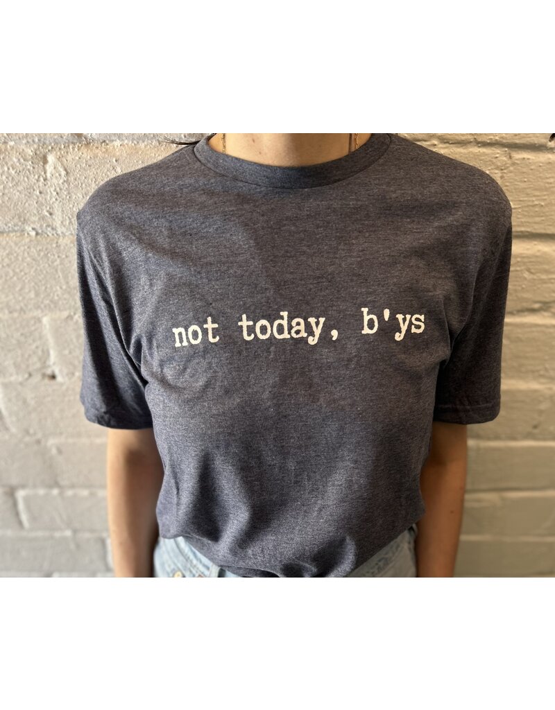 Crooked Arse Creations Not Today, B'ys Unisex Tee-Heather Navy