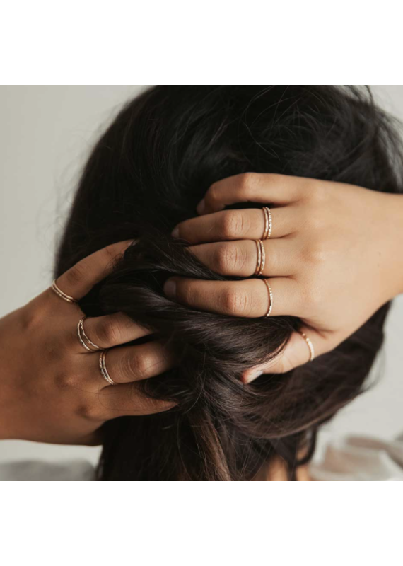 strut Textured Stacking Rings-Gold Fill
