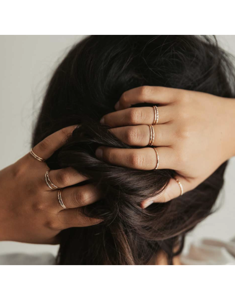 strut Textured Stacking Rings-Gold Fill