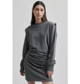 Second Female Abadell Sweat Dress-Dark Grey Melange