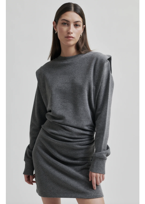 Second Female Abadell Sweat Dress-Dark Grey Melange
